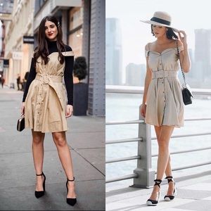 Walter Baker Simpson Button Down Belted A-line Khaki Dress 4